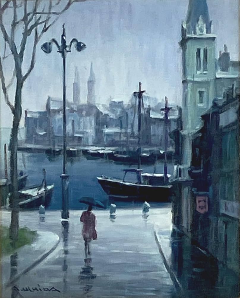 Amazon.co.jp: 内田晃 油彩画 雨の港(北欧) F3 直筆サイン入り Amazon.co.jp: 内田晃 油彩画 雨の港(北欧) F3 直筆サイン入り